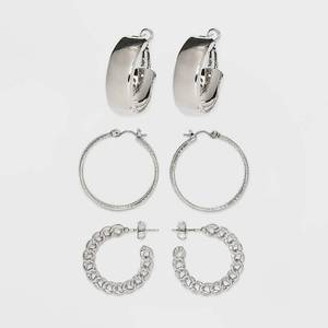 lot 12351 image: Wild Fable Hoop Earring Set 3pc Silver