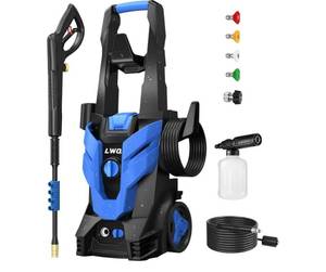 lot 13573 image: Lisilushy Pressure Washer, Power Washer with 4 Nozzles and Foam Cannon, High Pressure Cleaning Machine for Cars, Driveways, Fences, Patios, Home Cleaning