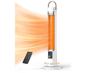lot 13574 image: Patio Heater for Outdoor Use, Infrared Electric Outdoor Heater, 1500W Instant Heating, 60-Degree Oscillation, 9 Heat Levels, 9H Timer, Remote, for Garage, Backyard, Large Room, Indoor, 32