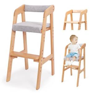 lot 17366 image: Wooden High Chair, Adjustable Seat & Footrest