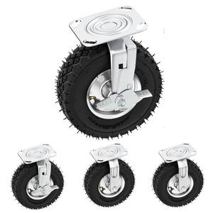 lot 17367 image: 8 Inch Pneumatic Caster Wheels Set of 4