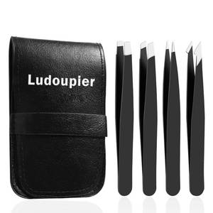 lot 18146 image: Ludoupier 5-Piece Tweezers Set With Travel Case