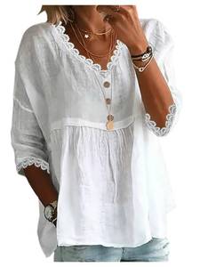 lot 18151 image: GORGLITTER Womens Lace Peplum Babydoll Top 34 Sleeve