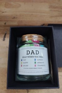 lot 18159 image: Dad Read When You Feel Color-Coded Bible Verses Jar