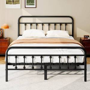 lot 19617 image: Zunatu Queen Size Metal Bed Frame With Victorian Headboard