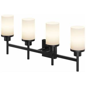 lot 19621 image: AONEON 4-Light Vanity Wall Fixture Matte Black