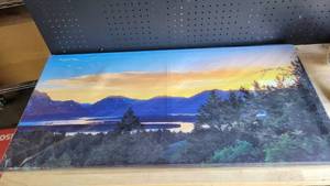lot 19623 image: Lake Mountain Sunset Canvas Wall Art Print