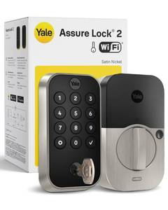 lot 19629 image: Yale WiFi Smart Lock Deadbolt with Keypad, Keyless Entry, Satin Nickel