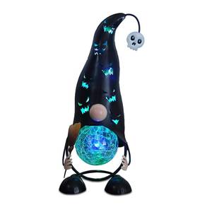 lot 19632 image: HONGLAND Halloween Decorations Outdoor Solar Lights Gnome, Color Changing LED Lights with Jack-O-Lantern Hollowed-Out Hat, Spooky Halloween Decor for Garden, Patio, Yard, Pathway (Black)