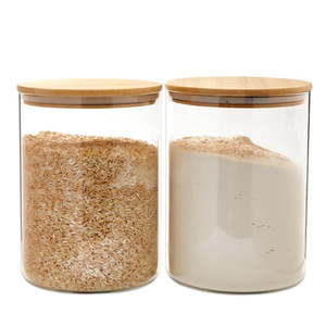 lot 19645 image: 2-Pack Large Glass Storage Containers with Bamboo Lids  Pantry Canisters  100 oz