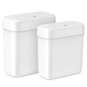 lot 19648 image: 2 Pack Small Bathroom Trash Can with Lid, 3.2 Gal & 2.6 Gal Waste Basket