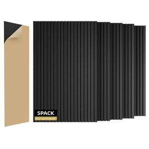 lot 19659 image: ZHOJEREL 5 Pack Sound Proof Foam Panels for Walls 47.2x23.6 Large Acoustic Panels Sound Absorbing, Self-Adhesive Soundproof Wall Panels for Home Studio, Office, Recording, Black Black