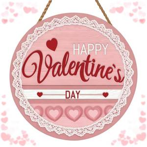 lot 20014 image: Valentines Day Door Sign Wooden Hanging Welcome Door Hanger Rustic Wooden Hanging Wall Plaque Sign For Front Door Porch for Farmhouse Home Indoor Outdoor Valentine Wedding Anniversary Party Decor