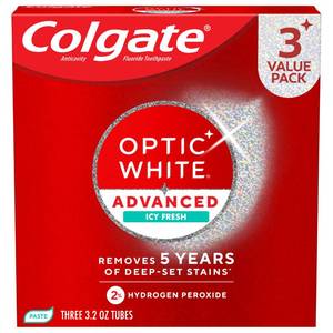 lot 20464 image: Colgate Optic White Advanced Hydrogen Peroxide Toothpaste, 2 Pack, 3.2 oz
