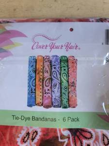 lot 20492 image: Cover Your Hair Tie-Dye Bandanas 6 Pack