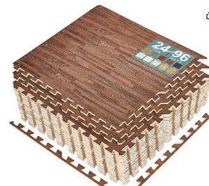 lot 1485 image: Interlocking Floor Mats- Wood Grain