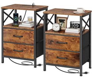 lot 1537 image: Huuger Nightstand Set of 2 with Charging Station, USB-C Port, End Tables