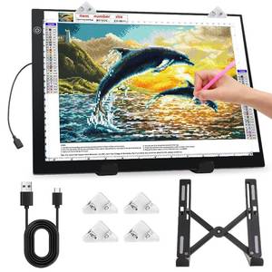 lot 1555 image: Zocelight A4 Light Pad for Diamond Art Kits for Adults,0.2 Ultra Thin Light Board with Stand and Clip for Diamond Painting Accessories,3 Levels Dimming Light Box for Drawing,Sketching,Animation