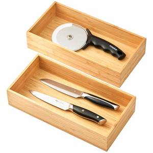 lot 1581 image: Umilife Bamboo Kitchen Utensils Organizer, Extra High Silverware Drawer Holder, Flatware Cutlery Storage Box, Multi-Use Drawer Divider in Office, Bathroom, Pantry - 12x6x2.5 (Set of 2)