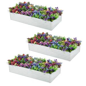 lot 1587 image: Meberam 3 Pack 6x3x1FT Galvanized Raised Garden Beds Kit Outdoor Metal Gardening Planter Box for Vegetable Elevated Flower Herbs,Silver