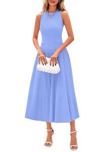 lot 2303 image: PRETTYGARDEN Womens Summer Pleated Midi Work Dress,Sky Blue,XL