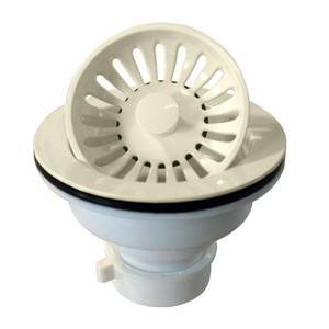lot 2306 image: Westbrass D2143P-65 4-38 Push-Pull Style Large Kitchen Sink Basket Strainer, Powder Coat Biscuit