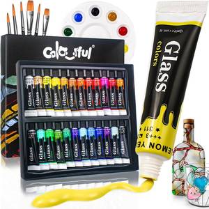 lot 2315 image: Colorful Stain Glass Paint Set,24 Colors 0.4 oz Paint for Kids to Arts