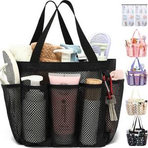 lot 2324 image: Fammart Mesh Shower Caddy Portable for College Dorm Room Essentials, Odorless Polyester Large Shower Tote Bag with Dual Handles, 8-Pocket Quick-Dry Toiletry Organizer for Travel, Beach, Camping, Gym