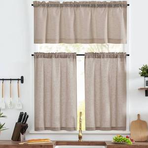 lot 2332 image: jinchan Lien Tier Curtains and Valances, 26x24, 3 Panels, Crude