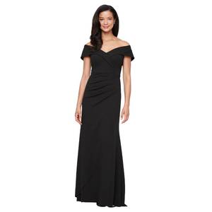 lot 2355 image: Alex Evenings Womens Off The Shoulder Stretch Crepe Dress with Fishtail Back, Floor Length Mother of The Bride Dress 4