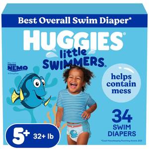 lot 2360 image: Huggies Little Swimmers Swim Diapers Size 5-6, 34 Count (2 Packs of 17)