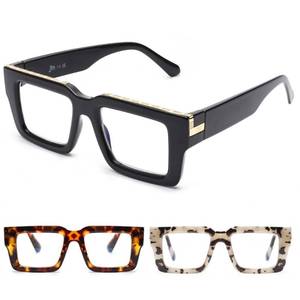 lot 2370 image: JM Reading Glasses for Women Men with Spring Hinge, Fashion Oversized Square Blue Light Blocking Readers 3 Pack 2.5