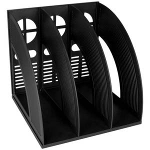 lot 2377 image: SAYEEC Magazine Holder Sturdy Binder Holder Desk File Sorter Plastic File Folder Organizer Stand Book Shelf Dividers Vertical Storage Rack Desktop Bookshelf Display Box for Office School Home (Black)
