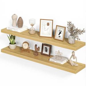 lot 7743 image: Heimlove Floating Shelves 48 Inches Oak Set of 2