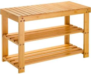 lot 7745 image: Pipishell 3-Tier Bamboo Shoe Rack Bench (Parts only)