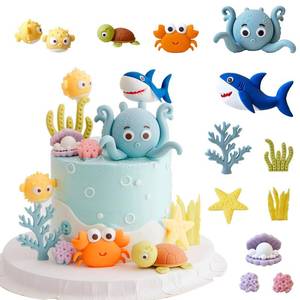 lot 8026 image: Ocean Animal Cake Topper Set - 12 Piece Rubber