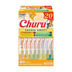 lot 8404 image: Inaba Churu Chicken Creamy Puree Cat Treat 0.5 oz 20 Pack