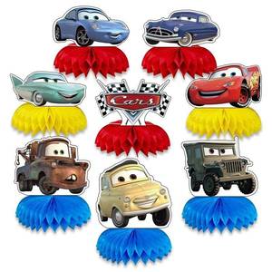 lot 8418 image: NovemSeren 8-Piece Car-Themed Honeycomb Centerpieces