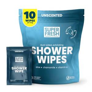 lot 8431 image: Super Fresh FunkBlock Shower Wipes Large Body 10-Pack