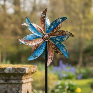 lot 9799 image: DREAMYSOUL Outdoor Metal Wind Spinner, 13 Inches Dia Hollow Pattern Wind Mills, Kinetic Wind Spinners for Yard Garden Outside Patio Lawn Decor