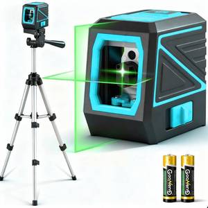 lot 9809 image: Laser Level with Tripod, 100 feet Green Cross Line Self Rotary Leveling Laser Level, Vertical and Horizontal Line, Rotatable 360 Degree, Manual Self leveling and Pulse Mode,IP54 Waterproof & Battery