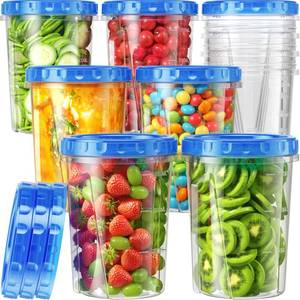 lot 9817 image: Canfanni 10 Pack-33oz Freezer Storage Containers Set, Plastic Food Storage Containers with Twist Top Lids, BPA Free Stackable Soup Containers for Overnight OatsSaladLeftoverSoupIce Cream