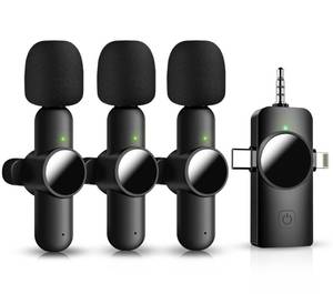 lot 10173 image: AWSENS Mini Microphone for iPhone Android, 3 Wireless Lavalier Microphones