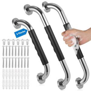 lot 10189 image: Tetutor 3 Pack Grab Bars for Bathtubs and Showers, 16-Inch and 12-Inch Anti-Slip Bathroom Shower Grab Bars for Seniors Wall, Safety Handicap Grab Bars Stainless Steel,Shower Handle for Elderly, Wall