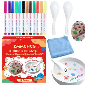 lot 10200 image: Kiddies Create Magical Floating Drawings Bundle, Magical Drawing Pens for Kids Water, Magic Water Painting Pen Set for Tattoos, DIY Art Ink Marker Kit with Spoons & Towel, Boys Girls Childrens Gifts