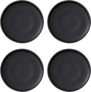 lot 10201 image: Woiida 4 Inch Black Ceramic Saucer 4 Pack - Drainage Tray for Plant Pot