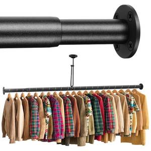 lot 10204 image: BaiNong Closet Rods for Hanging Clothes Adjustable 17-82 Black Heavy Duty