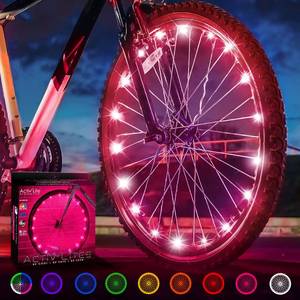 lot 10218 image: Activ Life LED Bike Wheel Lights with Batteries Included, Get 100% Brighter and Visible from All Angles for Ultimate Safety & Style (1 Tire Pack, Pink)