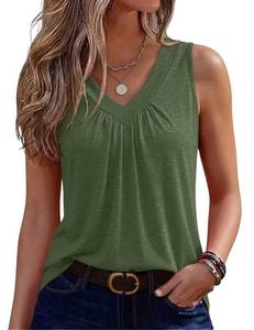 lot 10221 image: Zeagoo Womens Tank Tops Summer Sleeveless Tops V Neck Pleated Shirts, small S