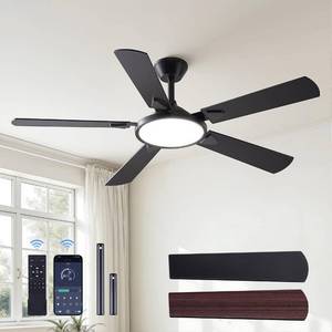 lot 13600 image: OJX 52 Inch Ceiling Fan with LED Light and Remote  Retail $139.99
